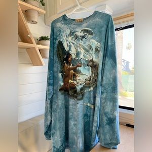 Long sleeve blue tie dye 3XL